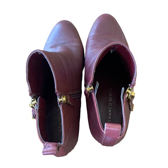 Franco Sarto Cranberry Burgundy Leather Ankle Booties - Picture 7 of 9